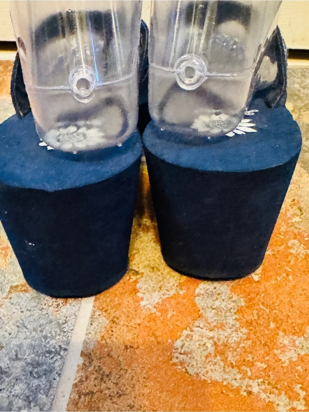 NWOB! Yellow Box Embellished Blue Gem and Rhinestone Platform Thong Sandals! - Picture 14 of 15